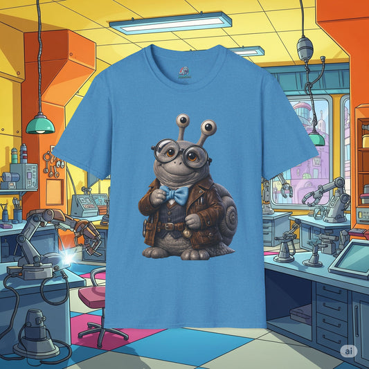 Cute Nerdy Snail Shirt | Steampunk Professor Snail Graphic Tee | Funny Bookworm Animal T-Shirt