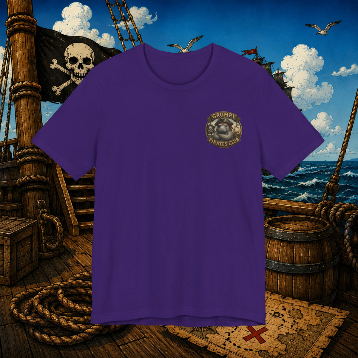 Beware of Old Pirates With Nothing Left to Prove | Grumpy Pirate Club Manatee T-Shirt