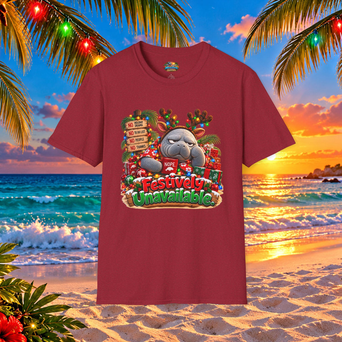 Festively Unavailable Christmas Manatee T-Shirt