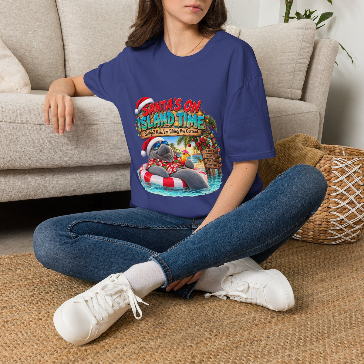 Santa’s on Island Time Christmas Beach T-Shirt
