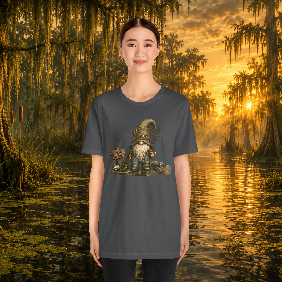 Swamp Gnome Shirt, Southern Swamp Life Tee, Fishing Gnome T-Shirt, Bayou Gnome Shirt, Alligator Gnome, Frog Lover Gift, Country Swamp Shirt