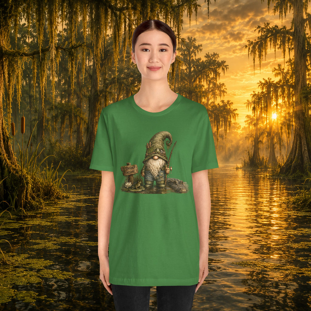 Swamp Gnome Shirt, Southern Swamp Life Tee, Fishing Gnome T-Shirt, Bayou Gnome Shirt, Alligator Gnome, Frog Lover Gift, Country Swamp Shirt