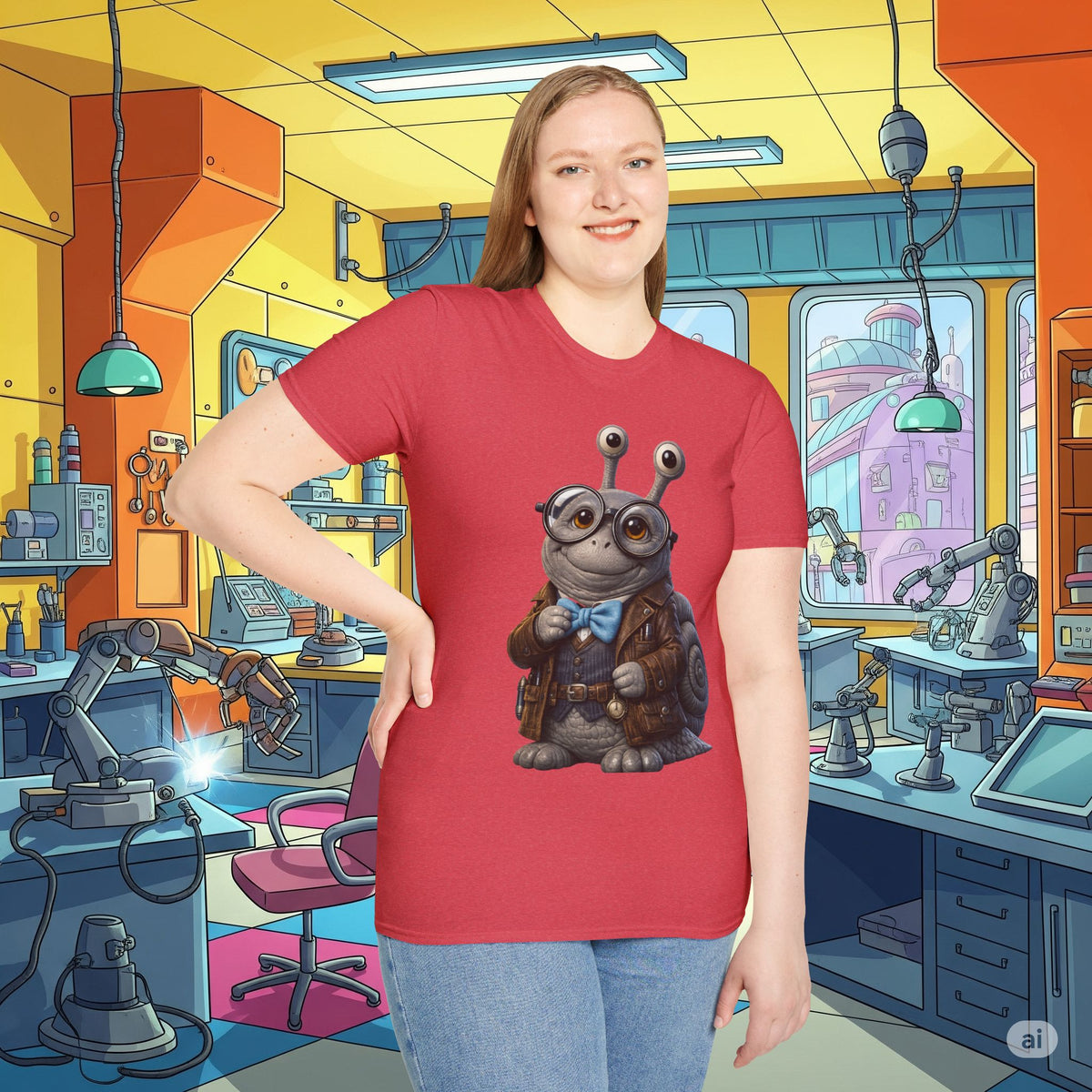 Cute Nerdy Snail Shirt | Steampunk Professor Snail Graphic Tee | Funny Bookworm Animal T-Shirt