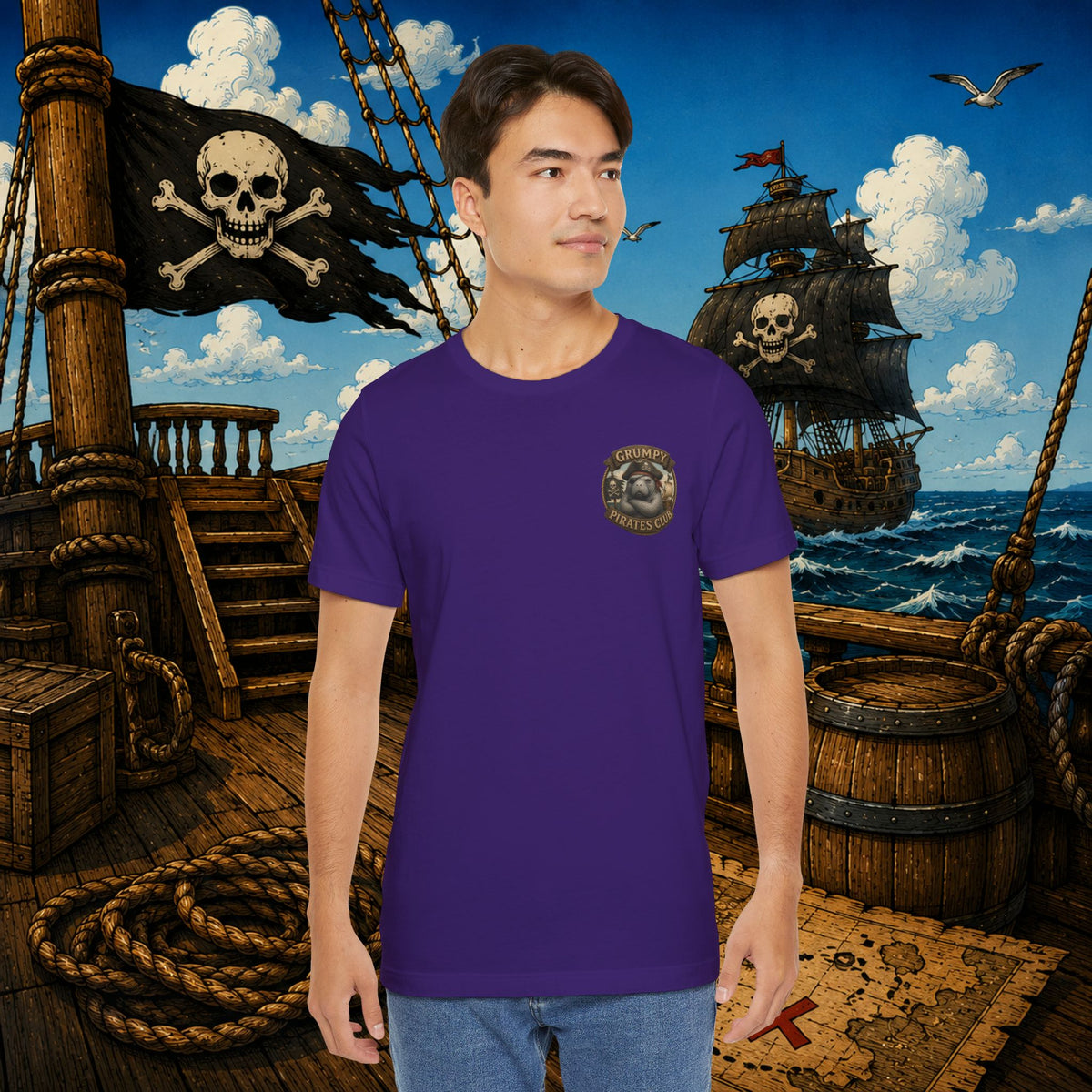 Beware of Old Pirates With Nothing Left to Prove | Grumpy Pirate Club Manatee T-Shirt