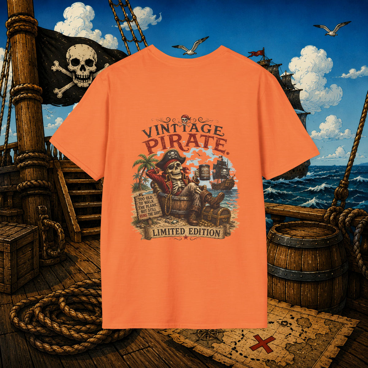 Vintage Pirate Limited Edition – Funny Aging Pirate Skeleton T-Shirt | Old Pirate Humor Tee