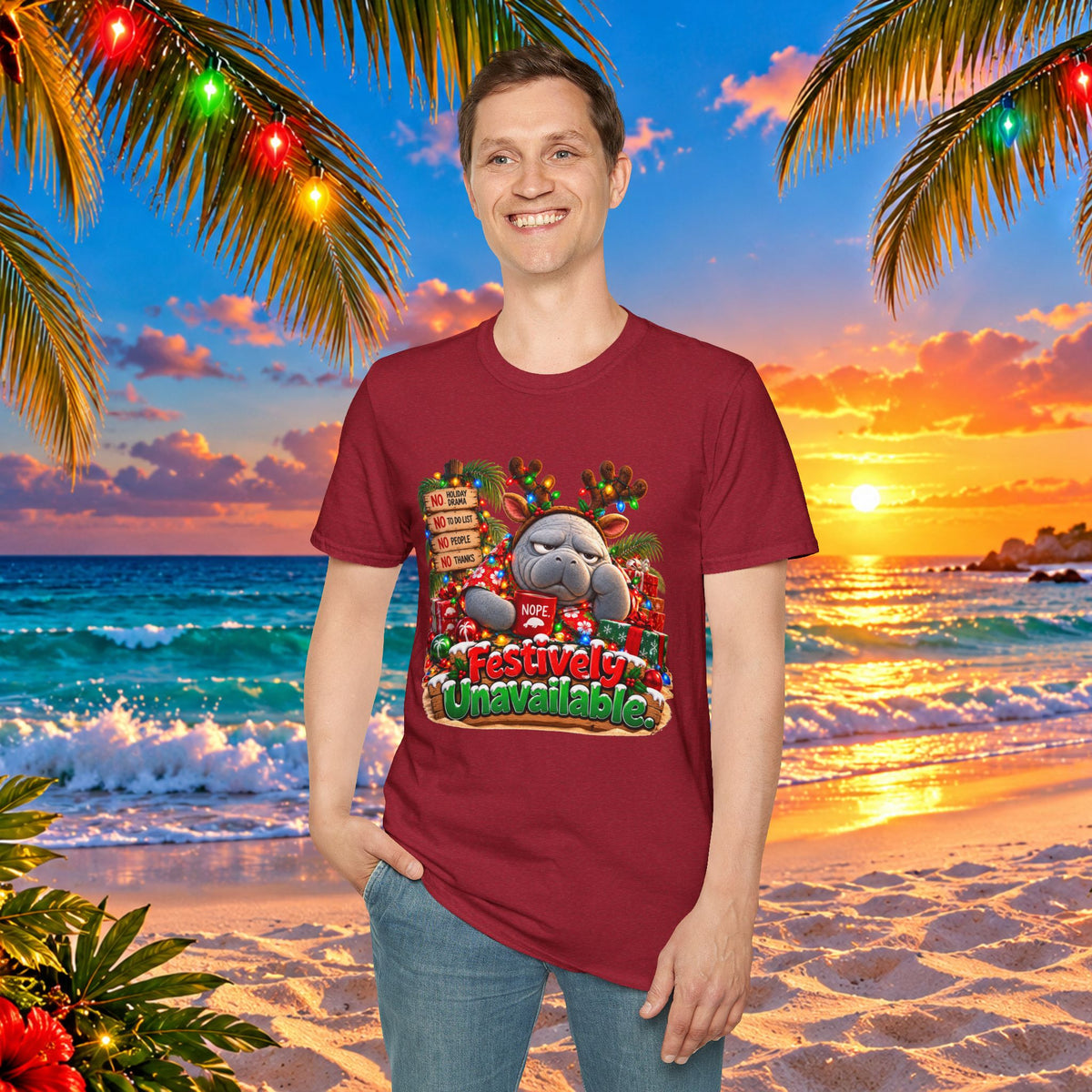 Festively Unavailable Christmas Manatee T-Shirt