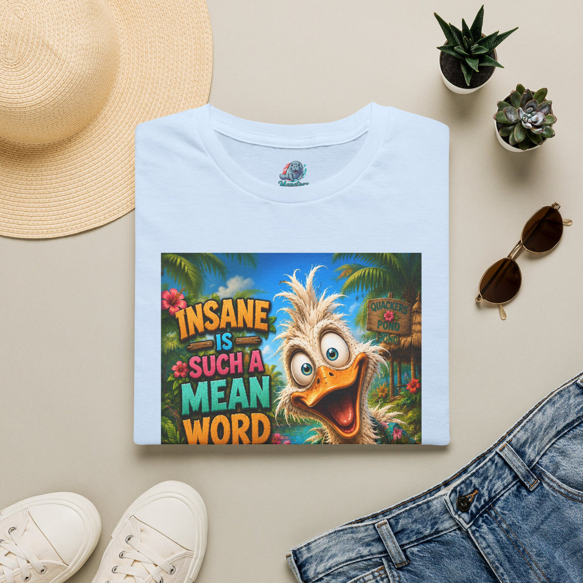 Insane Is Such a Mean Word I Prefer Mentally Creative Funny Duck Shirt | Crazy Ostrich Hawaiian Tee   Background