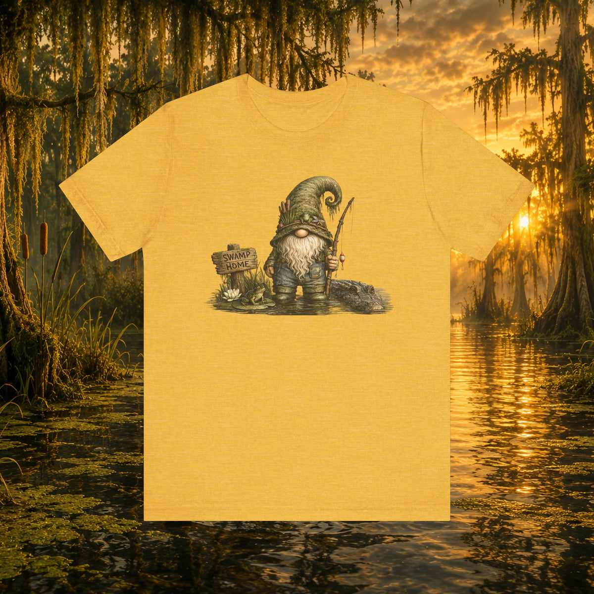 Swamp Gnome Shirt, Southern Swamp Life Tee, Fishing Gnome T-Shirt, Bayou Gnome Shirt, Alligator Gnome, Frog Lover Gift, Country Swamp Shirt