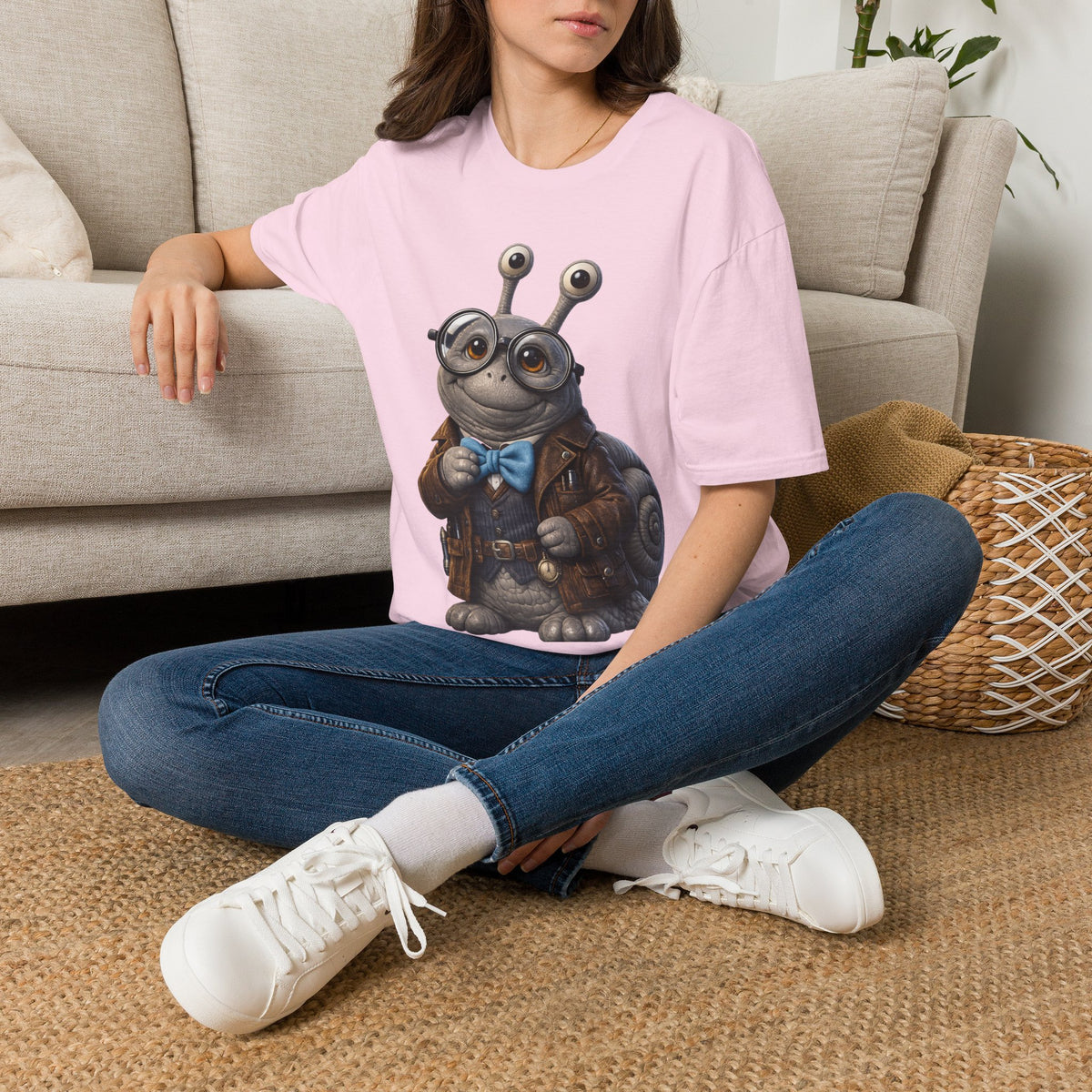 Cute Nerdy Snail Shirt | Steampunk Professor Snail Graphic Tee | Funny Bookworm Animal T-Shirt