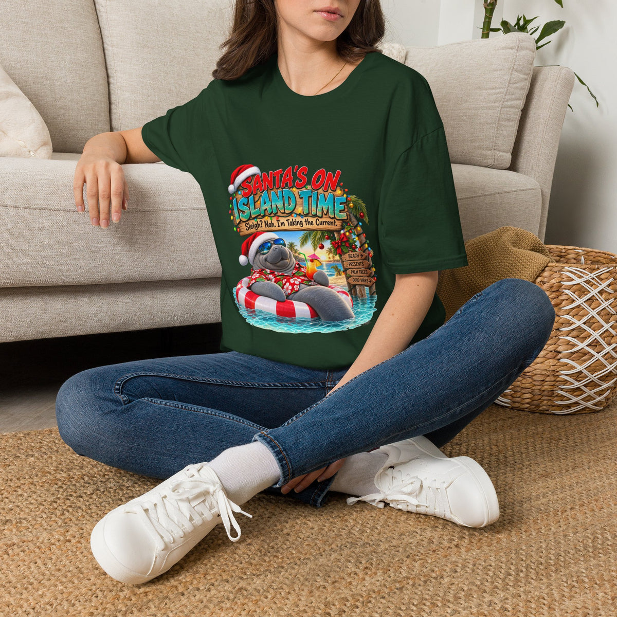 Santa’s on Island Time Christmas Beach T-Shirt