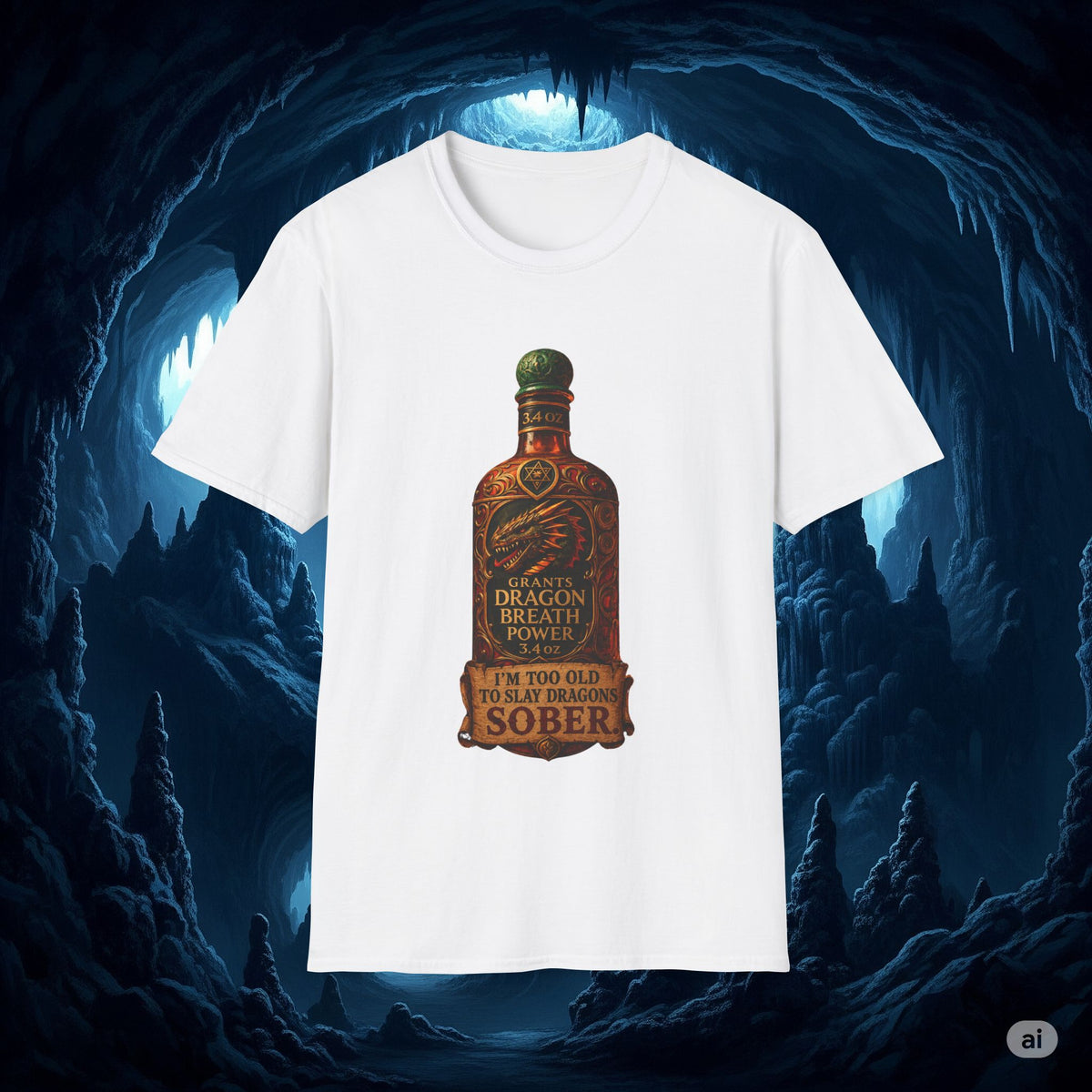 I'm Too Old to Slay Dragons Sober Shirt – Funny Dragon Breath Potion Fantasy T-Shirt