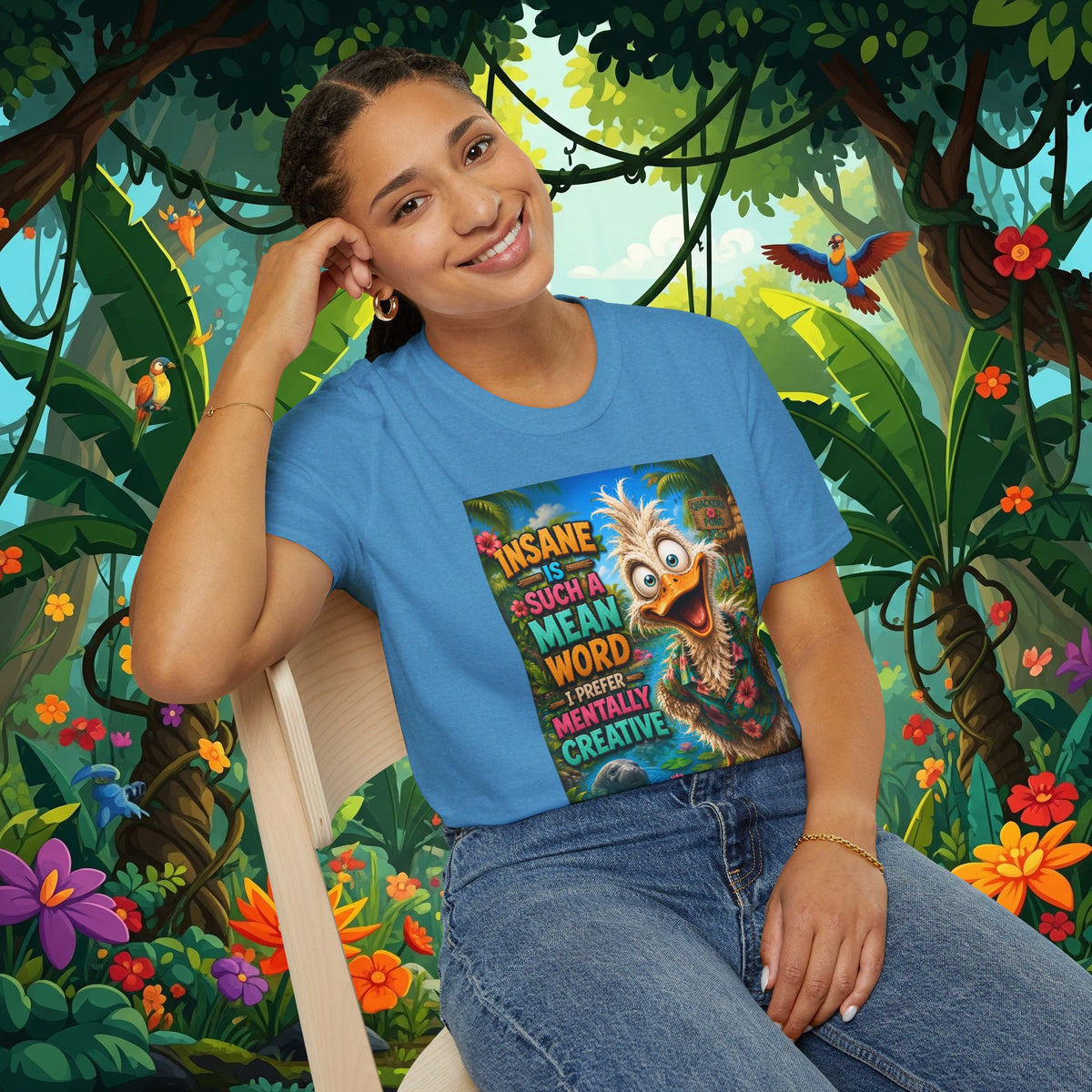 Insane Is Such a Mean Word I Prefer Mentally Creative Funny Duck Shirt | Crazy Ostrich Hawaiian Tee   Background