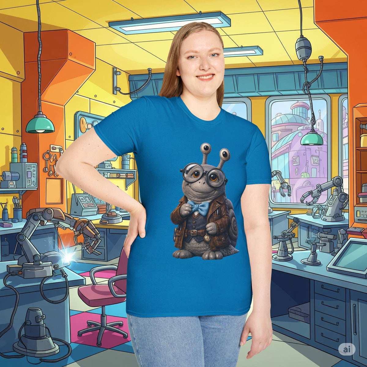 Cute Nerdy Snail Shirt | Steampunk Professor Snail Graphic Tee | Funny Bookworm Animal T-Shirt