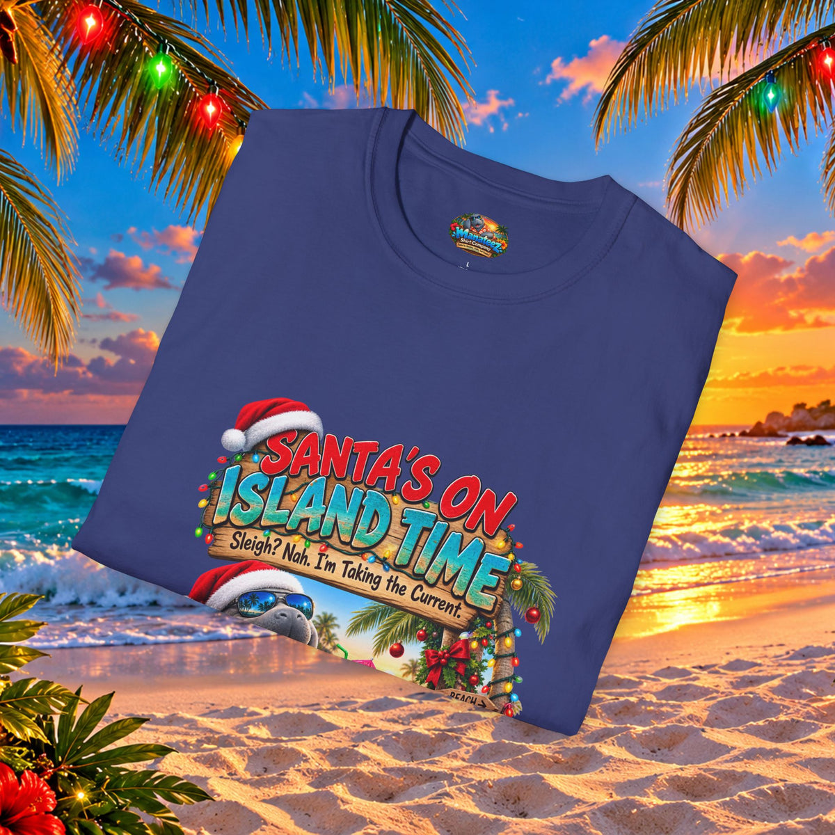Santa’s on Island Time Christmas Beach T-Shirt