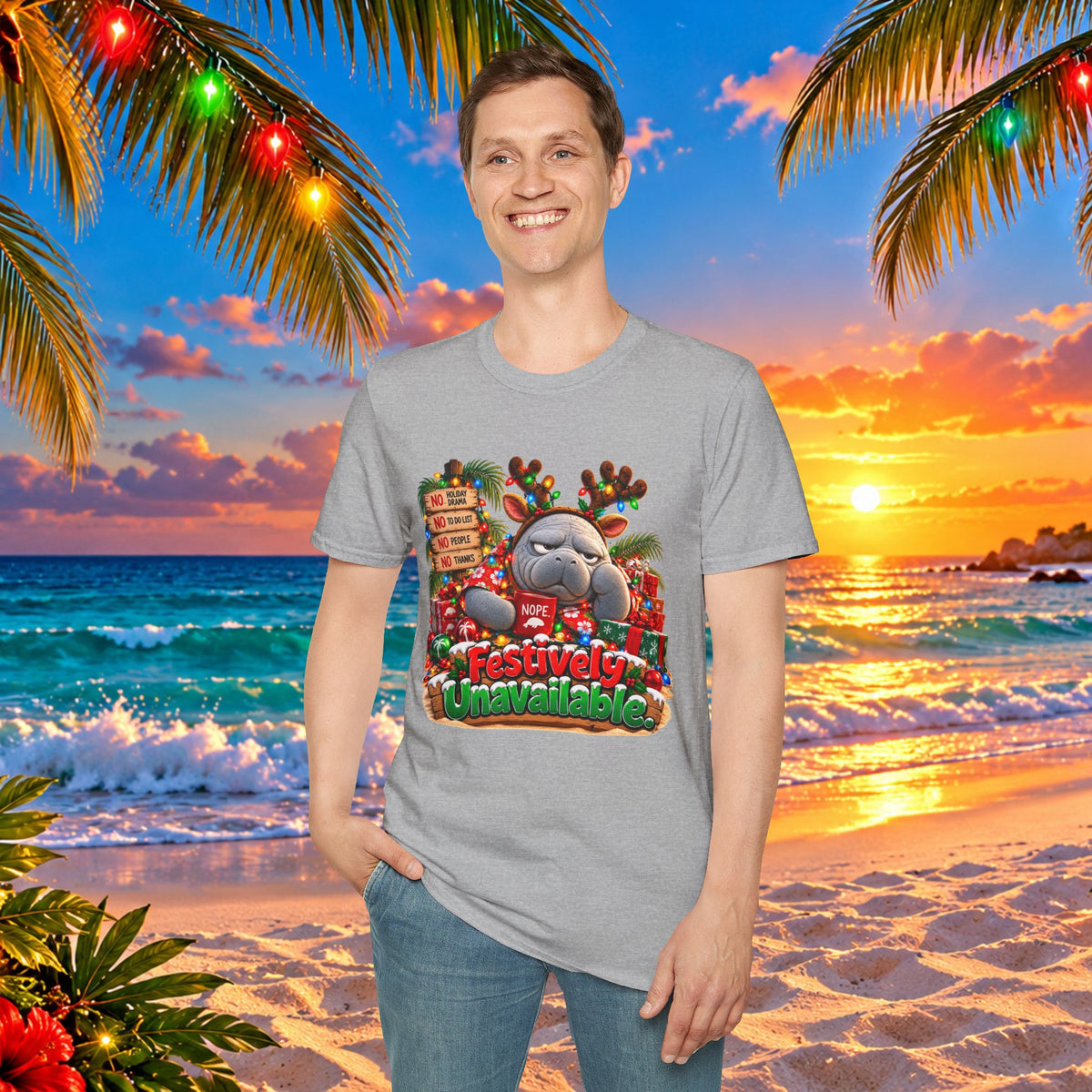 Festively Unavailable Christmas Manatee T-Shirt