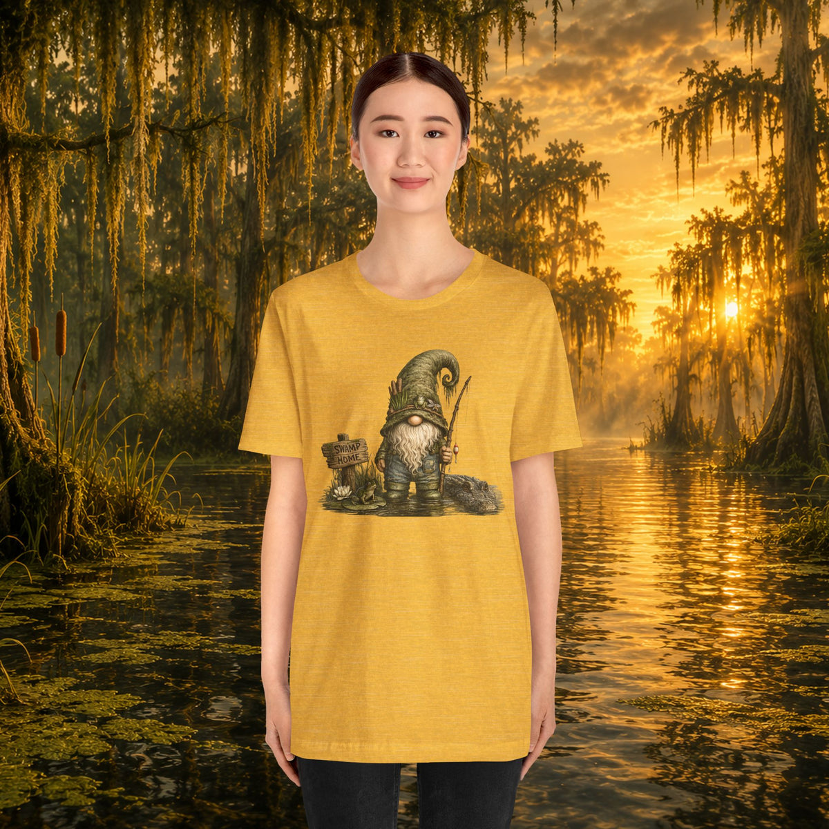 Swamp Gnome Shirt, Southern Swamp Life Tee, Fishing Gnome T-Shirt, Bayou Gnome Shirt, Alligator Gnome, Frog Lover Gift, Country Swamp Shirt