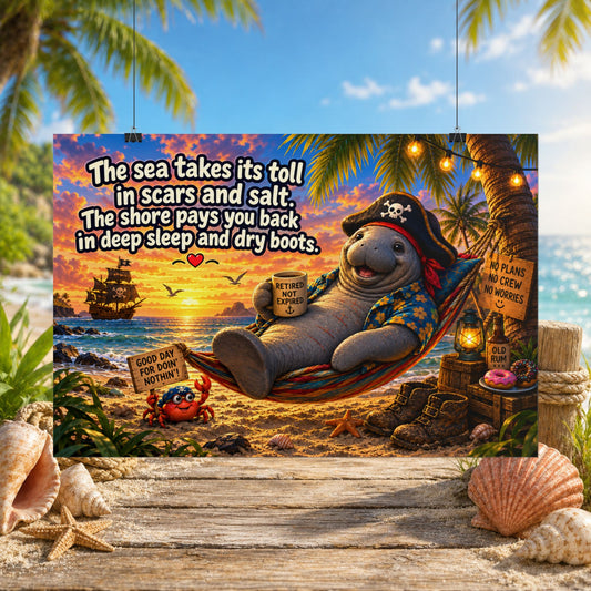Pirate Sea Life Rolled Poster – Funny Beach Quote Wall Art