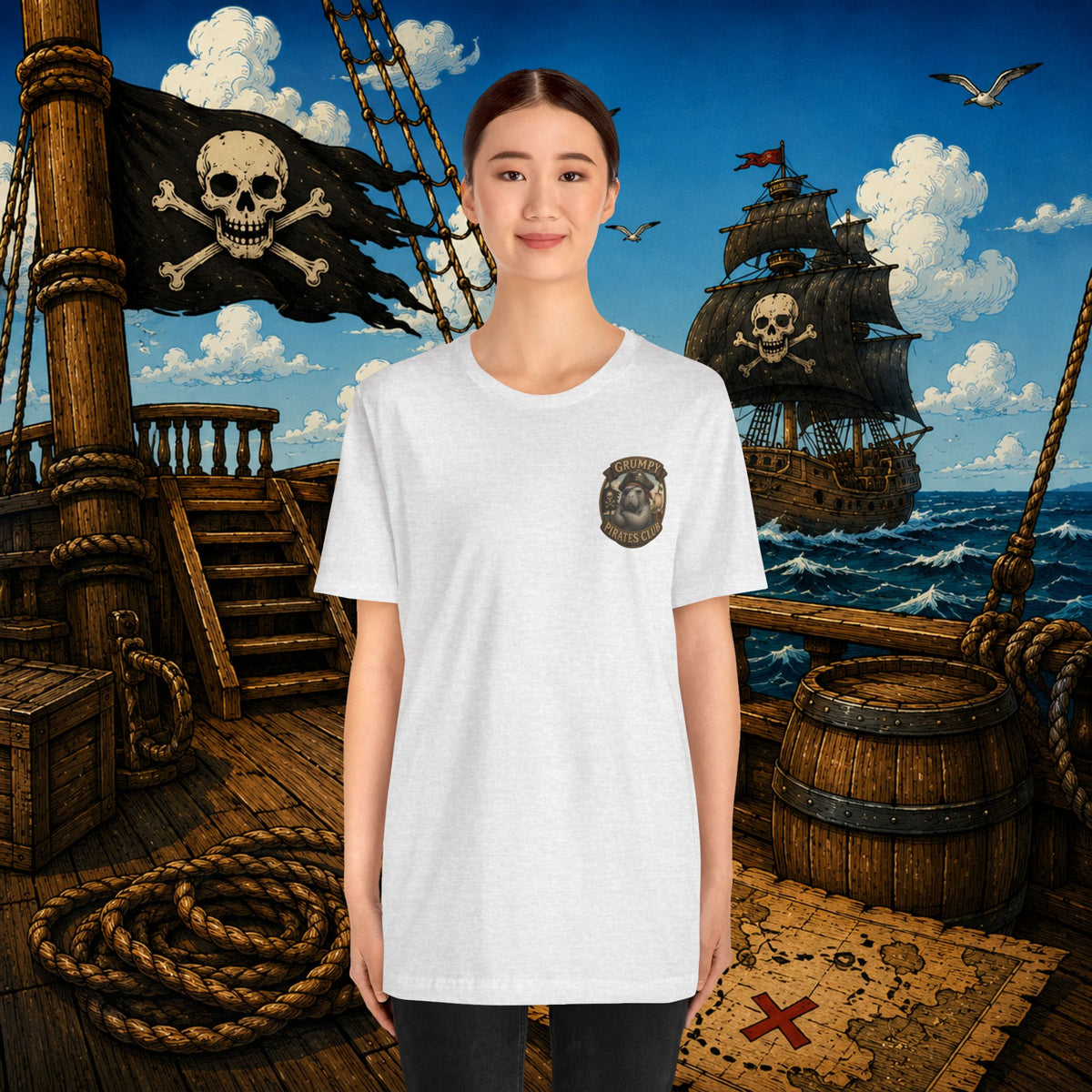 Beware of Old Pirates With Nothing Left to Prove | Grumpy Pirate Club Manatee T-Shirt