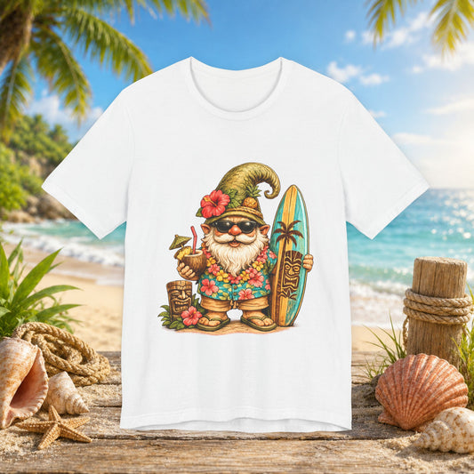 Surfing Tiki Gnome | Tropical Hawaiian Beach Fantasy Art