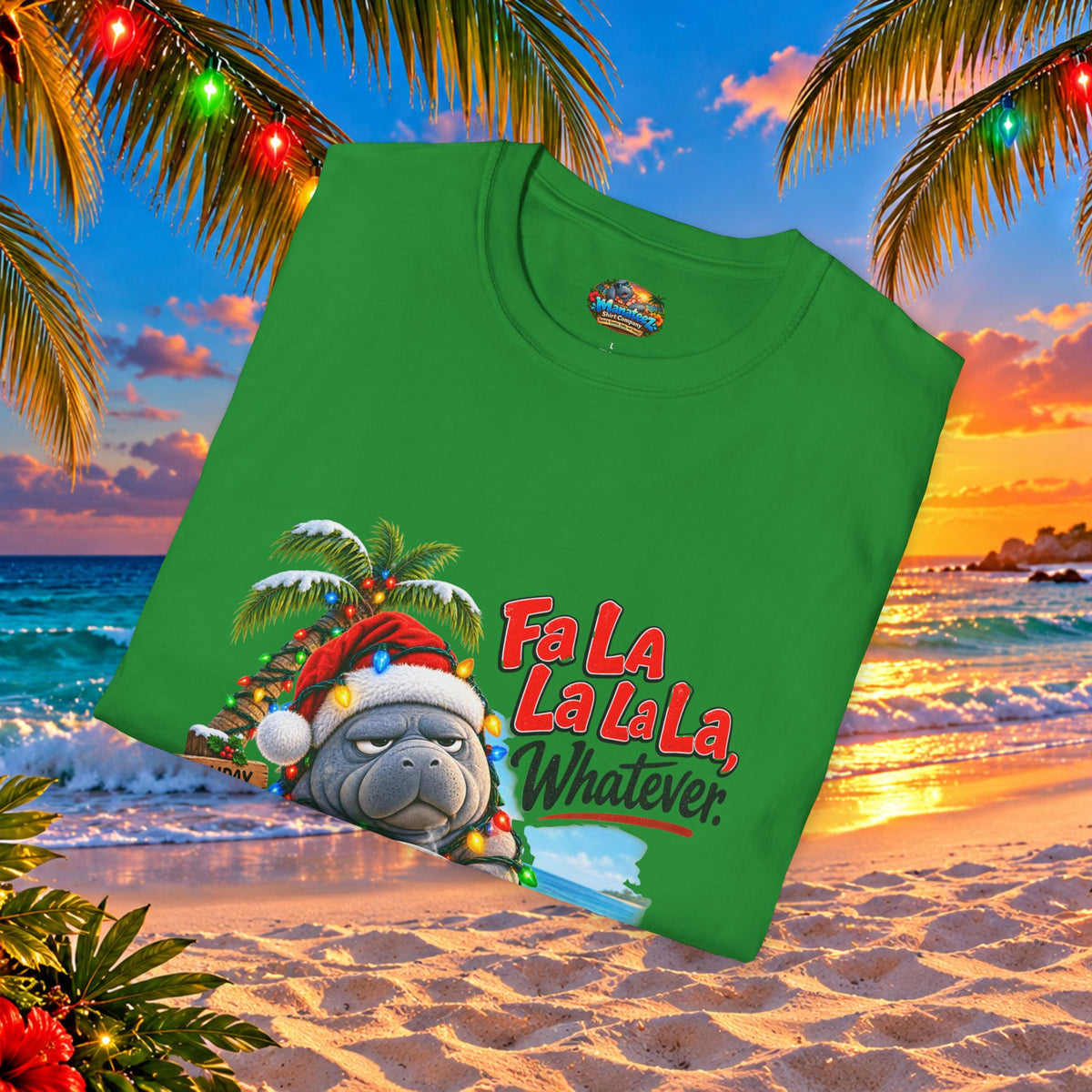 Fa La La La La Tropical Christmas Manatee T-Shirt