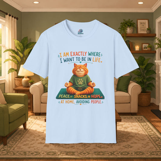 Funny Introvert Cat Yoga Shirt | Peace Snacks Hope Cat Meditation Tee | Stay Home Avoid People Shirt