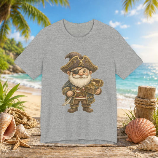Pirate Gnome with Treasure Chest | Whimsical Nautical Fantasy Illustration