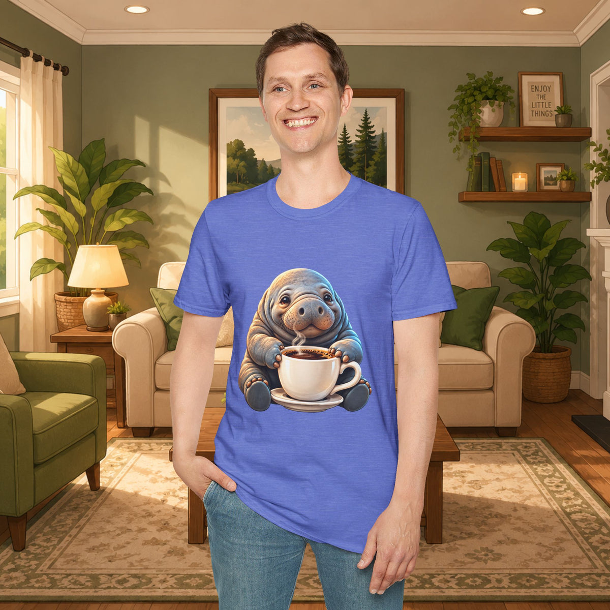 Manatee Drinking Coffee T-Shirt