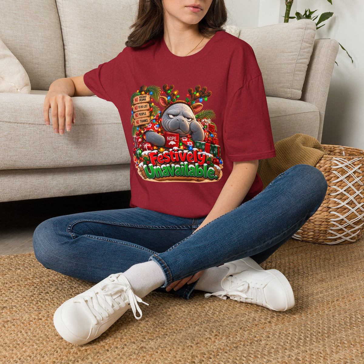 Festively Unavailable Christmas Manatee T-Shirt
