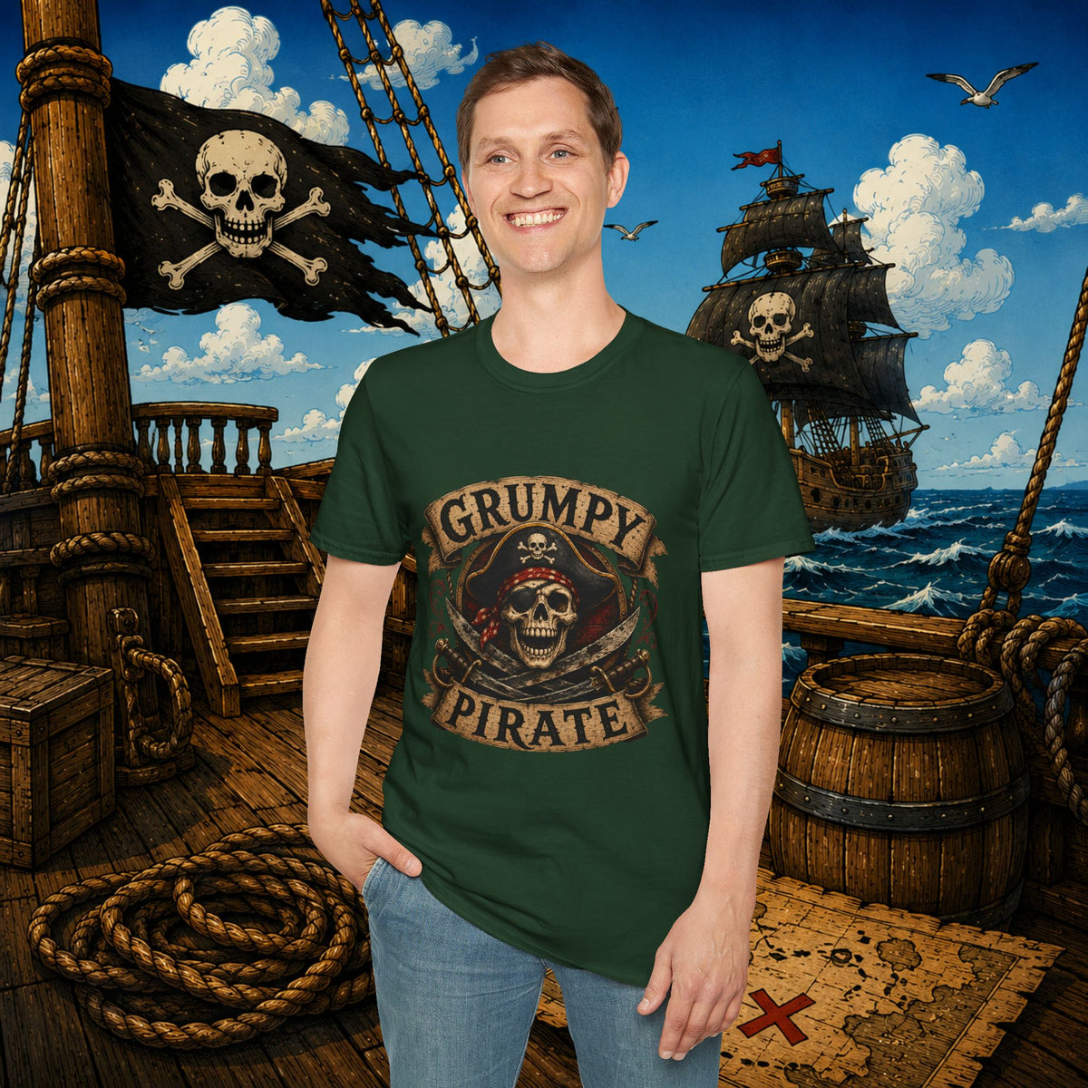 Grumpy Pirate Skull T-Shirt