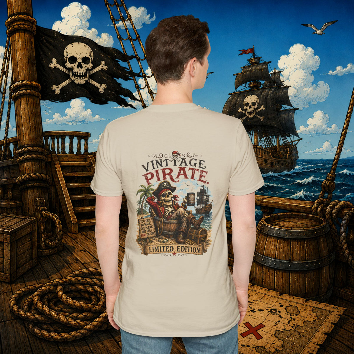 Vintage Pirate Limited Edition – Funny Aging Pirate Skeleton T-Shirt | Old Pirate Humor Tee